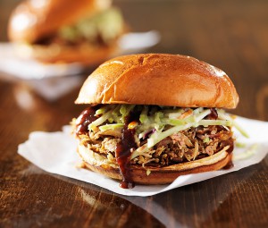 two pulled pork barbecue sandwiches